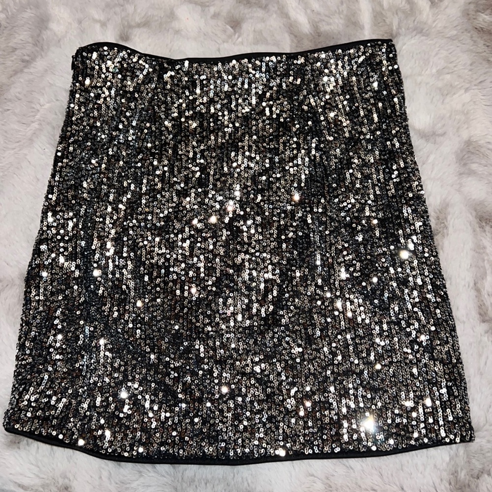 Black and silver sequin skirt